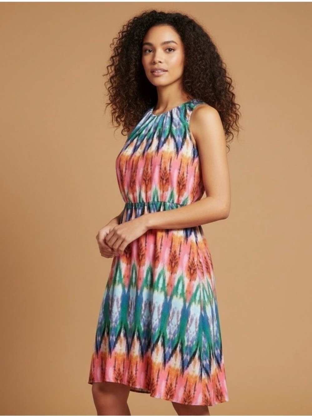 Athleta XS Multicolor Sleeveless Ikat Dress Summer Beach Short